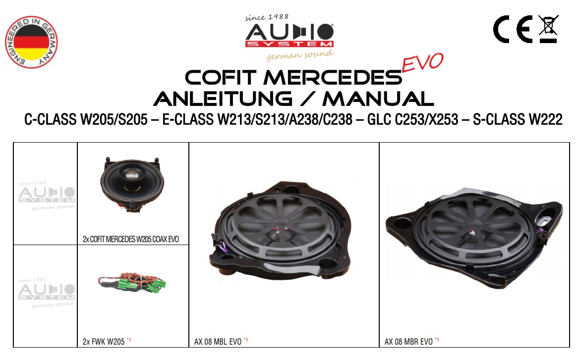 AUDIO SYSTEM COFIT MERCEDES E-CLASS W213 EVO 150W PERFECT FIT COMPO SYSTEM für MERCEDES E-Klasse W213, S213