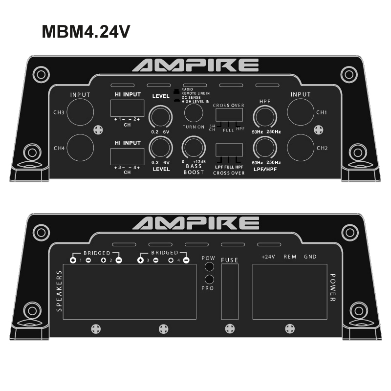 AMPIRE MBM4.24V-2G Endstufe, 4x 100 Watt, Class D, 24 Volt für LKW, Busse und Boote