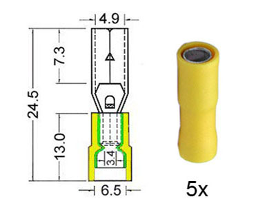 RTA 151.223-0 Rundsteckhülse isolato cinque millimetri giallo