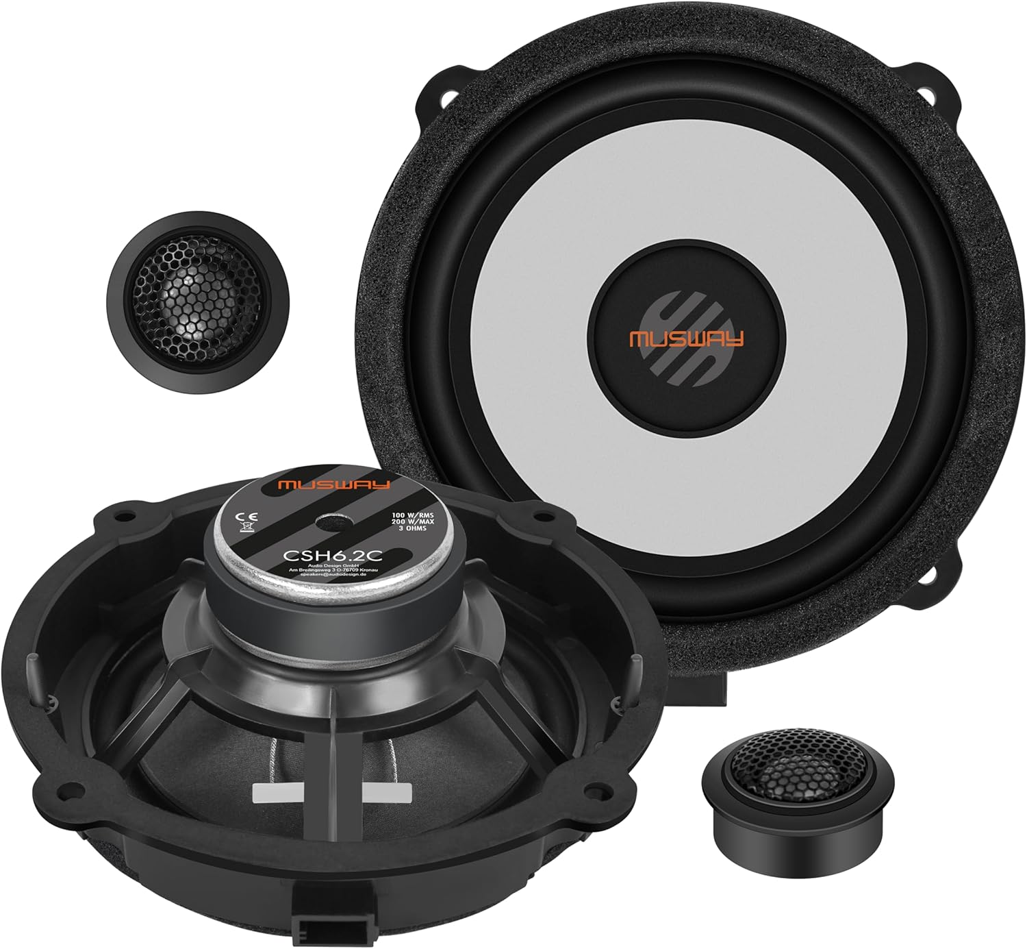 Musway CSH 6.2C 2-Wege 16,5 cm (6.5") Komponenten Lautsprecher System kompatibel mit Hyundai Fahrzeugen