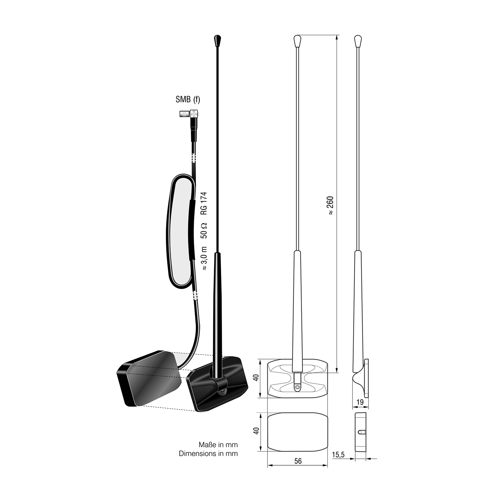 Bad Blankenburg ATTB  4573.01 Aktive DAB Glasklebe Aussenantenne Glasklebeantenne DAB+ 