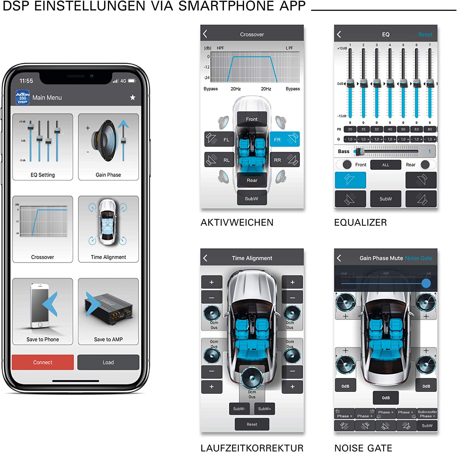 AXTON A642DSP 5-Kanal Plug & Play DSP App Verstärker iOS, Android App