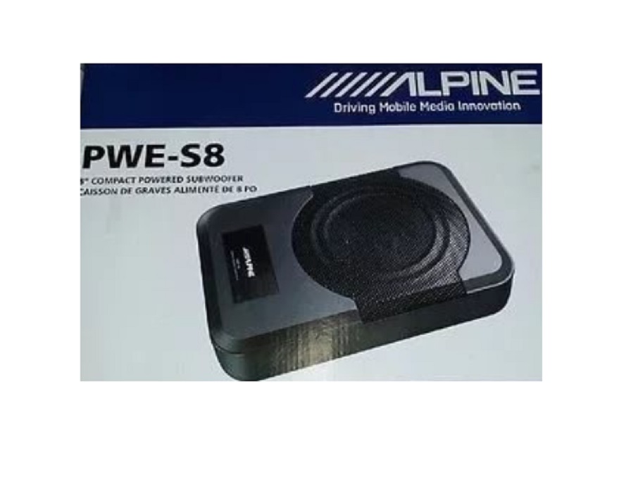 Alpine PWE-S8 Aktiver 20 cm (8-Zoll) Subwoofer mit Auto-Sensing und eingebautem 240 Watt Verstärker