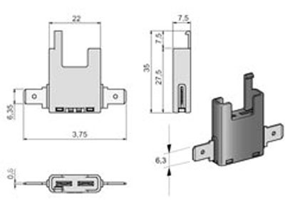 RTA 155.001-0 Fuse holder with plug connector: 6.35 mm