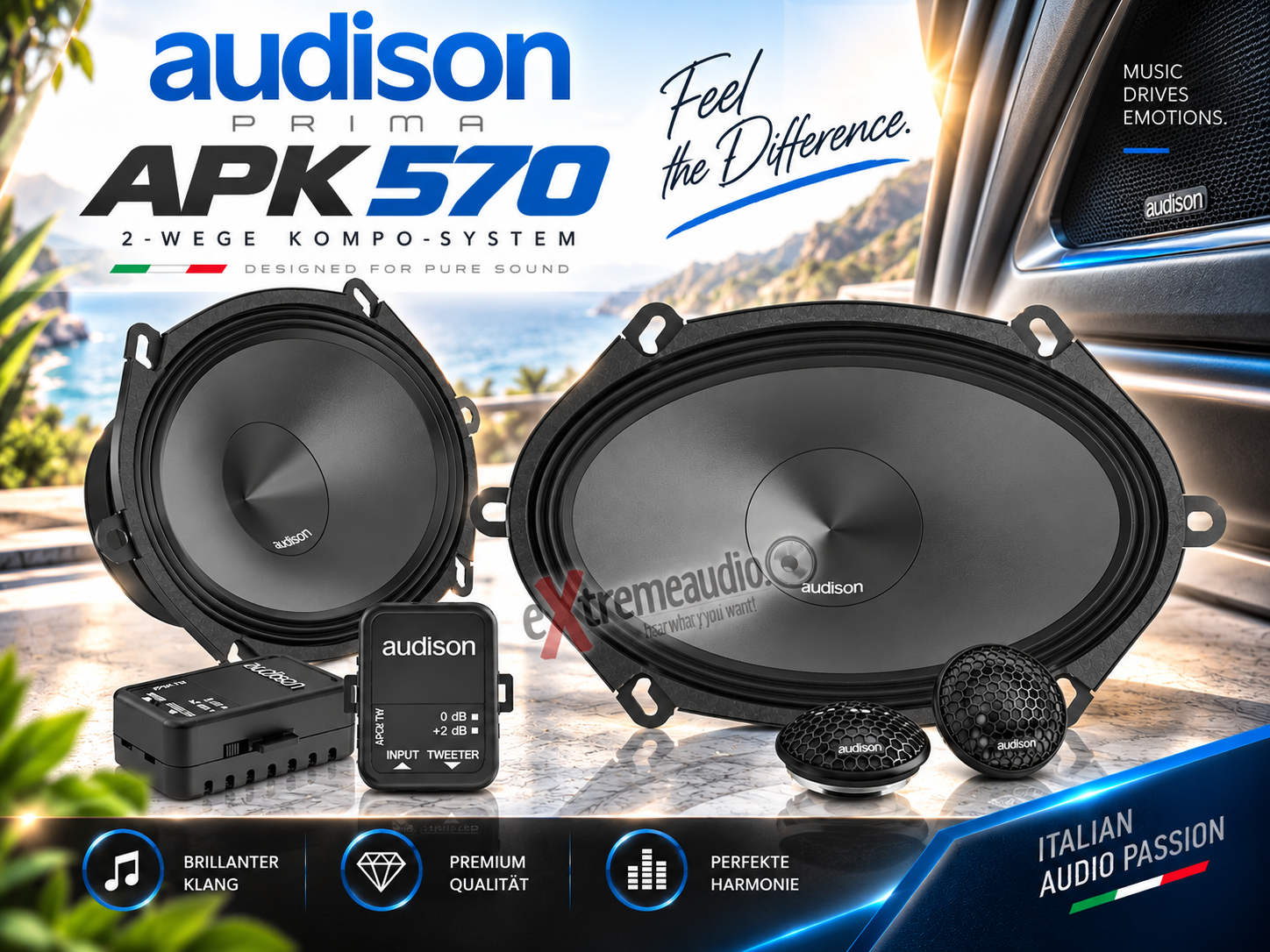 Audison Prima APK 570 - 5x7 2-Wege Kompo-System KIT 2Way AP 1+AP 570+XOVER