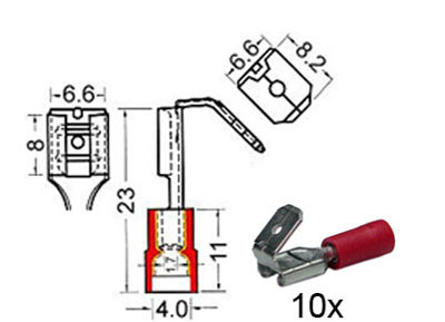 RTA 151.404-0 Prises avec robinet isolée m6,3mm + w6,3mm rouge 