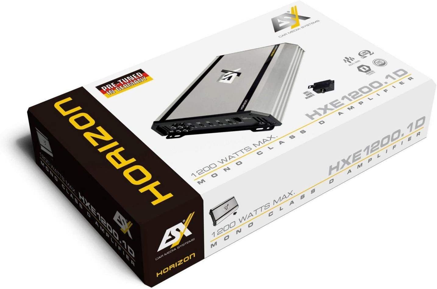 ESX HXE1200.1D 1 Kanal Class D Mono Verstärker 1200 Watt mit Bass Fernbedienung 