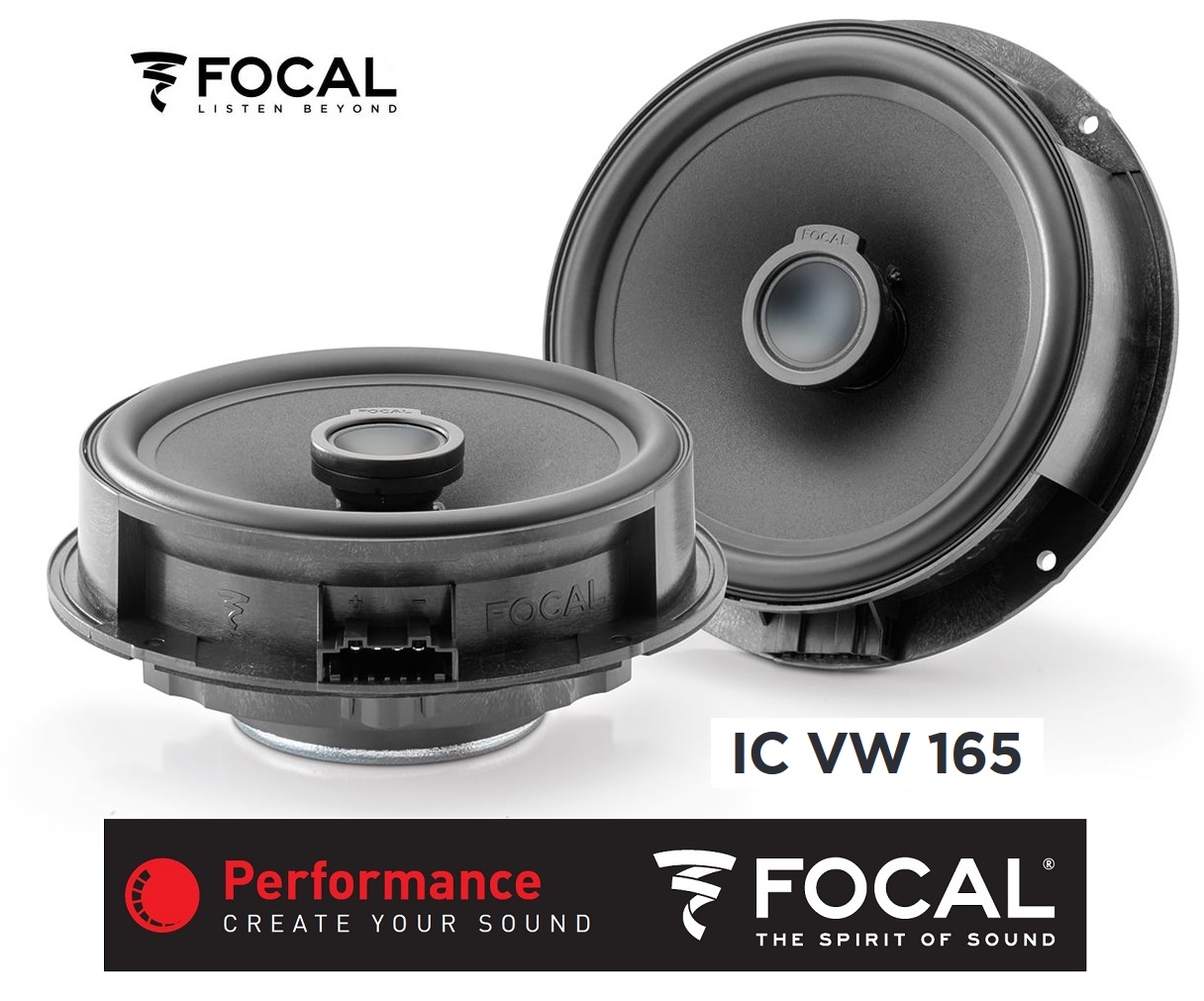 Focal ICVW165 Inside 16,5 cm 2-Wege Koax Lautsprecher für Audi, Seat, Skoda, Volkswagen VW