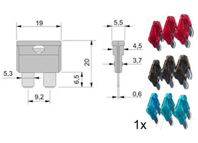 RTA 154.151-0 Gamma di fusibili lama DIN72581/3C 9 pezzi: 3 x 7,5 A, 10A, 15A