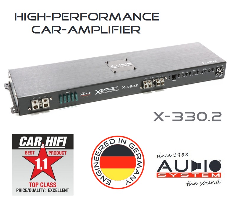 AUDIO SYSTEM X-330.2 2-Kanal Hochleistungs-Verstärker mit SMD und FULL-MOSFET 1650 Watt RMS
