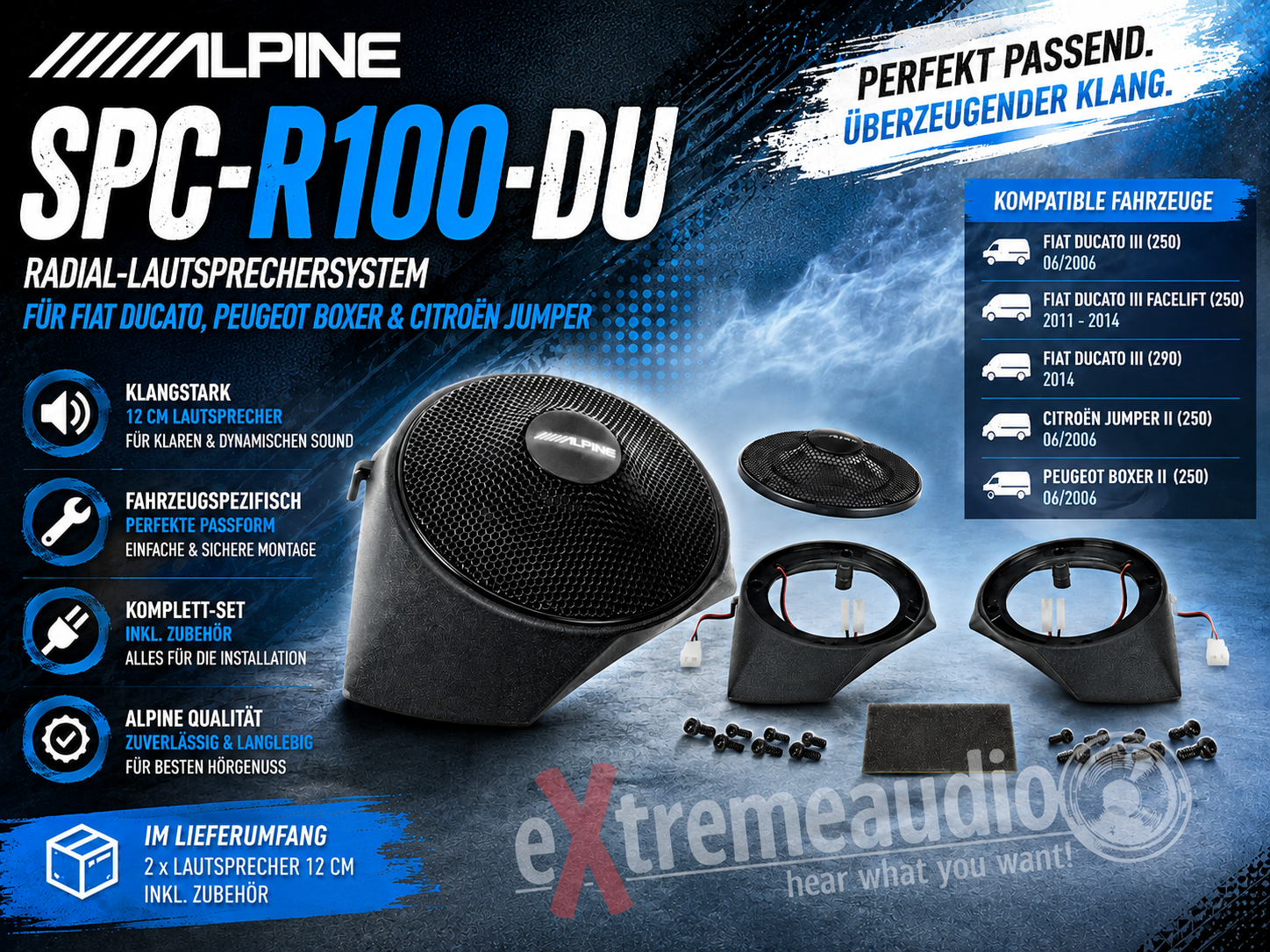 Alpine SPC-R100-DU Radial-Lautsprechersystem für Fiat Ducato (250, 290),Peugeot Boxer und Citroen Jumper