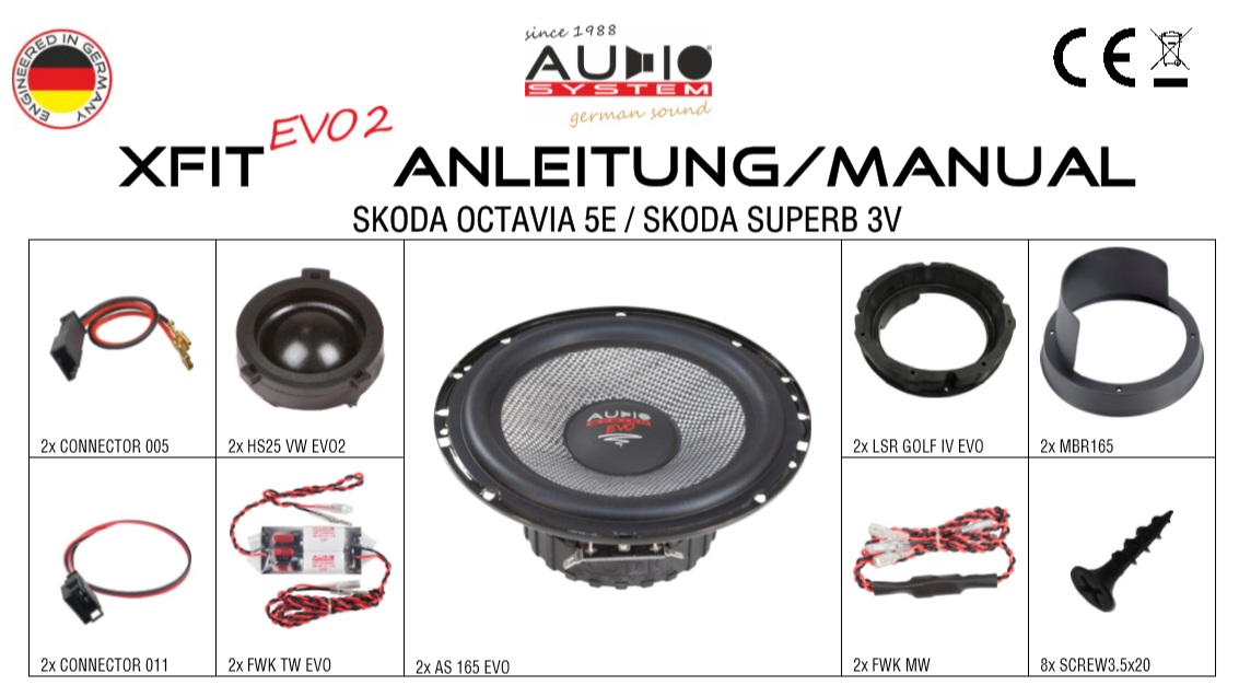 AUDIO SYSTEM XFIT SKODA OCTAVIA 5E EVO2 110W PERFECT FIT COMPO SYSTEM Lautsprecher für SKODA OCTAVIA 5E 2012 ->