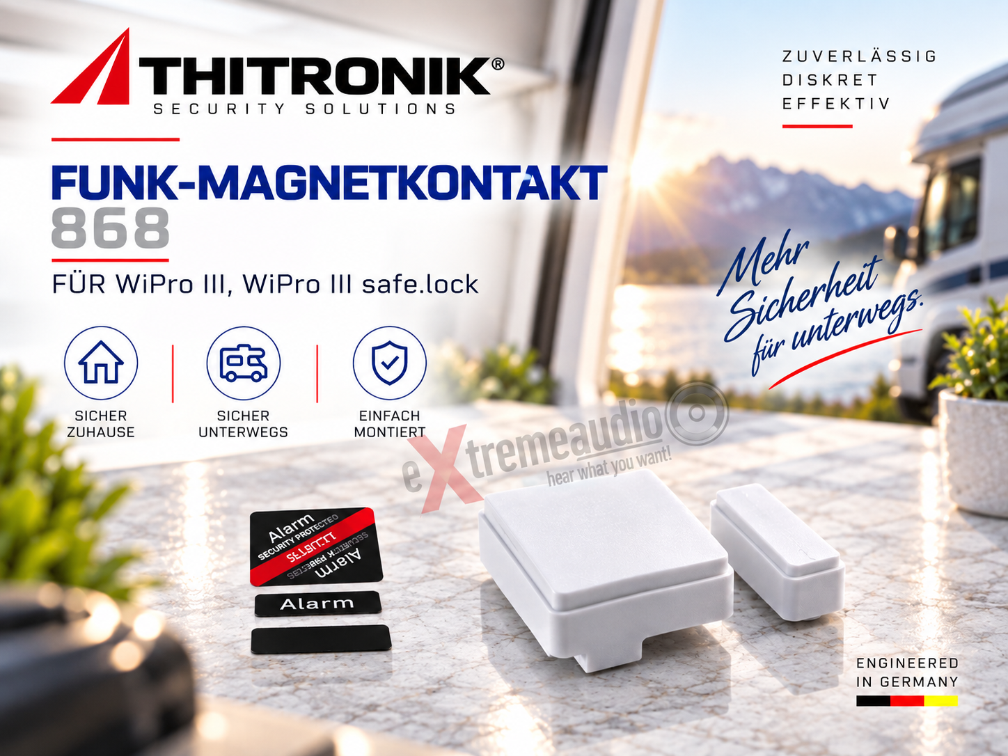Thitronik 100758 Funk Magnetkontakt 868 MHz weiss für WiPro III, WiPro III safe.lock
