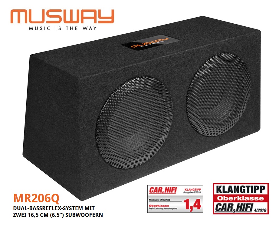 MUSWAY MR206Q Dual Bassreflex Subwoofer Bassreflexbox 2 x 16,5 cm (6.5“) Woofer