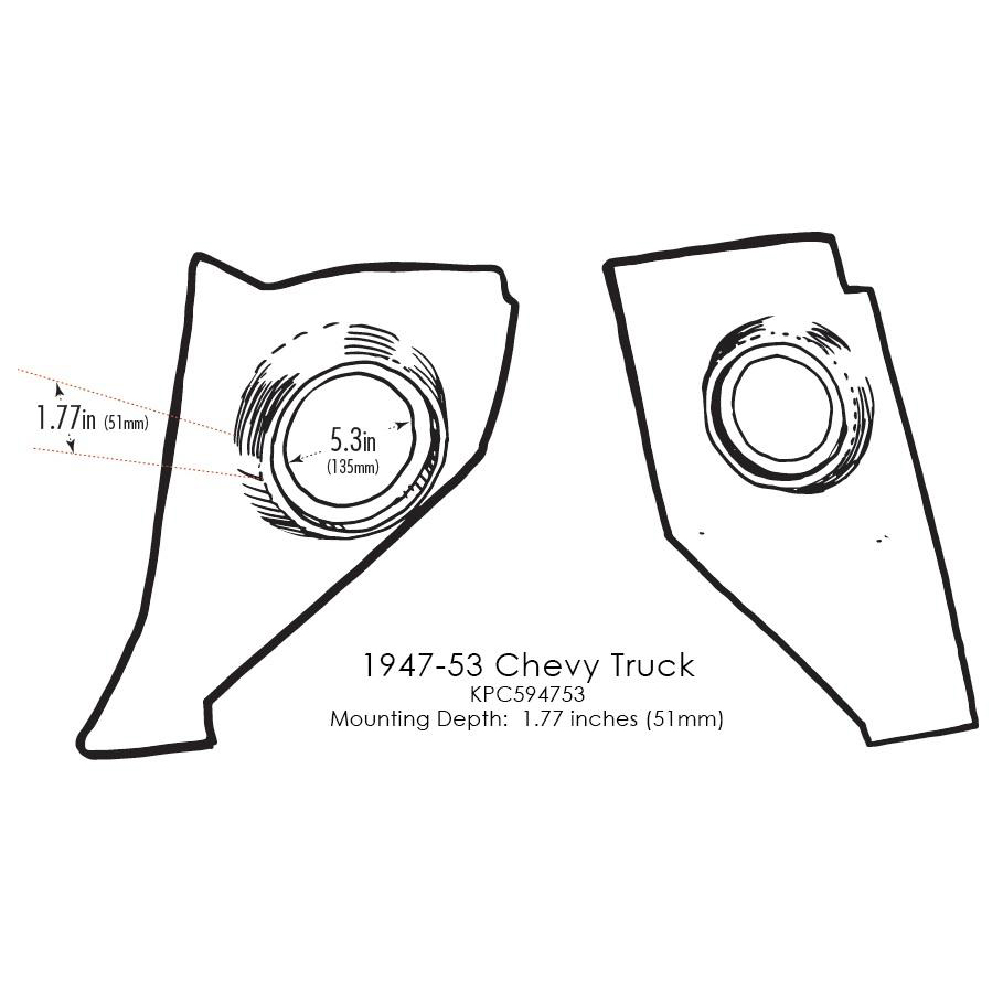 RETROSOUND KP-C594753 Kickpanels für CHEVROLET Truck 1947-53, schwarz ohne Lautsprecher 