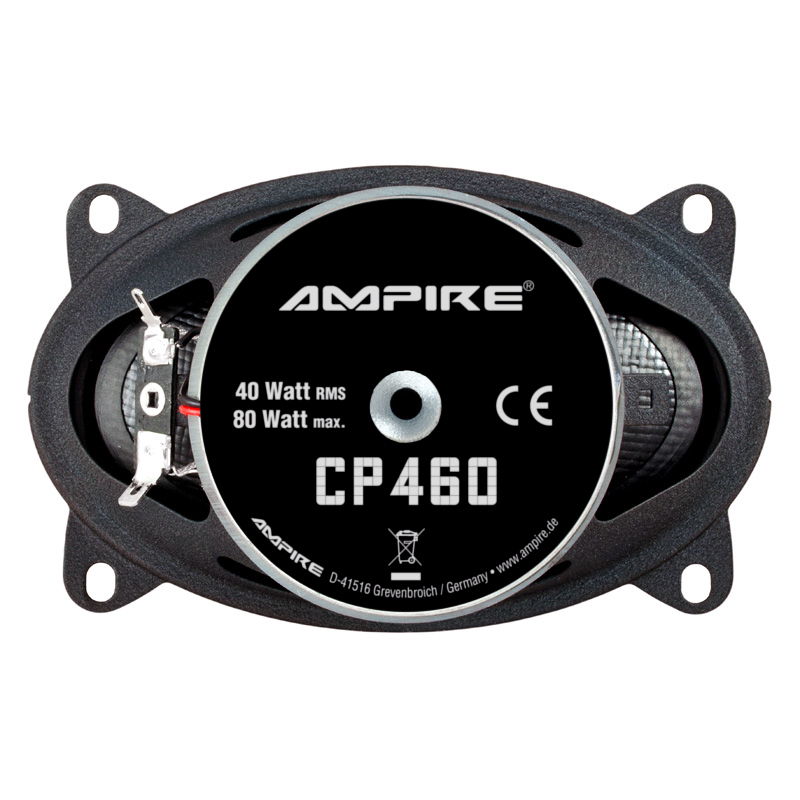 AMPIRE CP460 Koaxial-Lautsprecher ohne Gitter, 4"x 6" Coax Speaker 1 Paar (2 Stück)