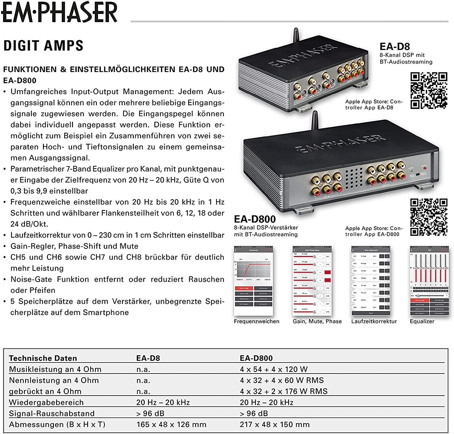EMPHASER EA-D8 8 Kanal DSP Vorverstärker mit Bluetooth Audiostreaming B-Ware