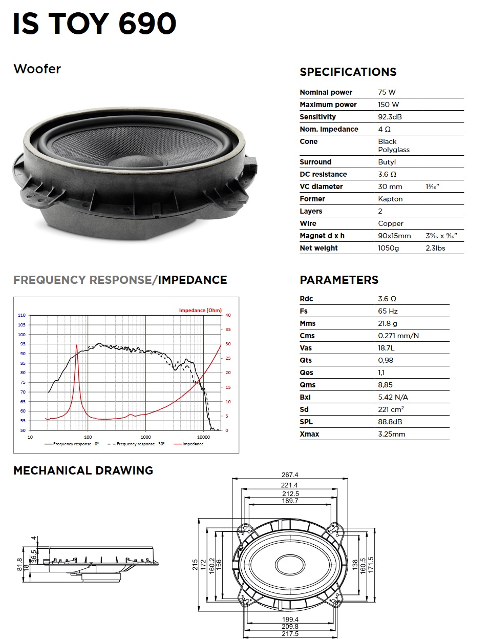 Focal IS TOY 690 spezifisches 2-Wege oval 6x9" Lautsprecher Kombo System kompatibel mit Toyota, Lexus - ISTOY690 