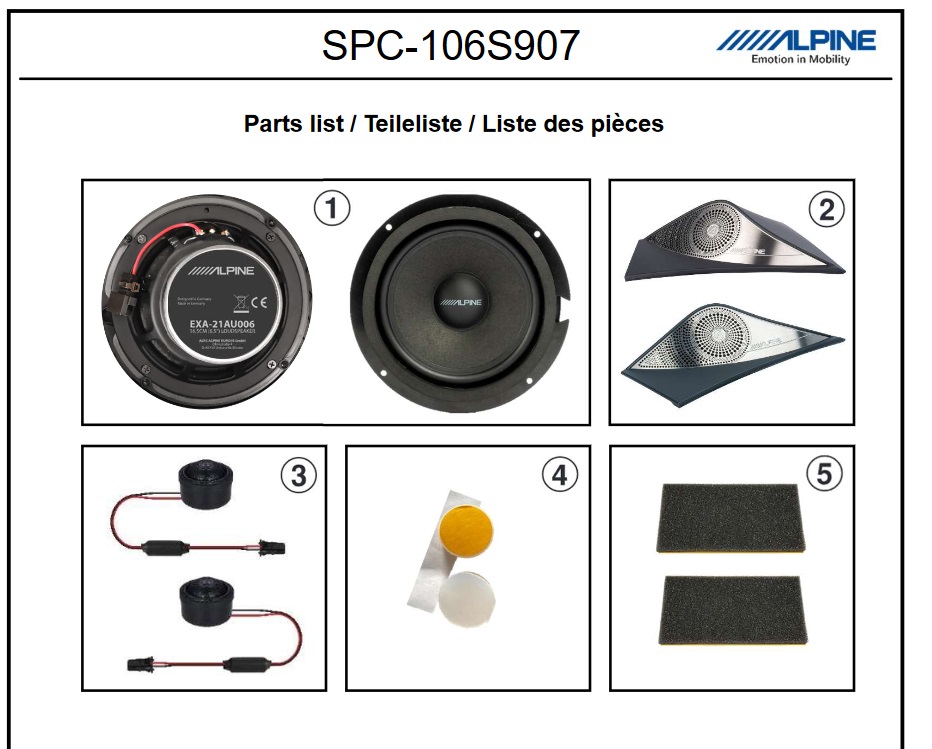 Alpine SPC-106S907 16,5 cm (6,5-Zoll) 2-WEGE KOMPONENTEN LAUTSPRECHER für Mercedes Benz Sprinter 907 / 910