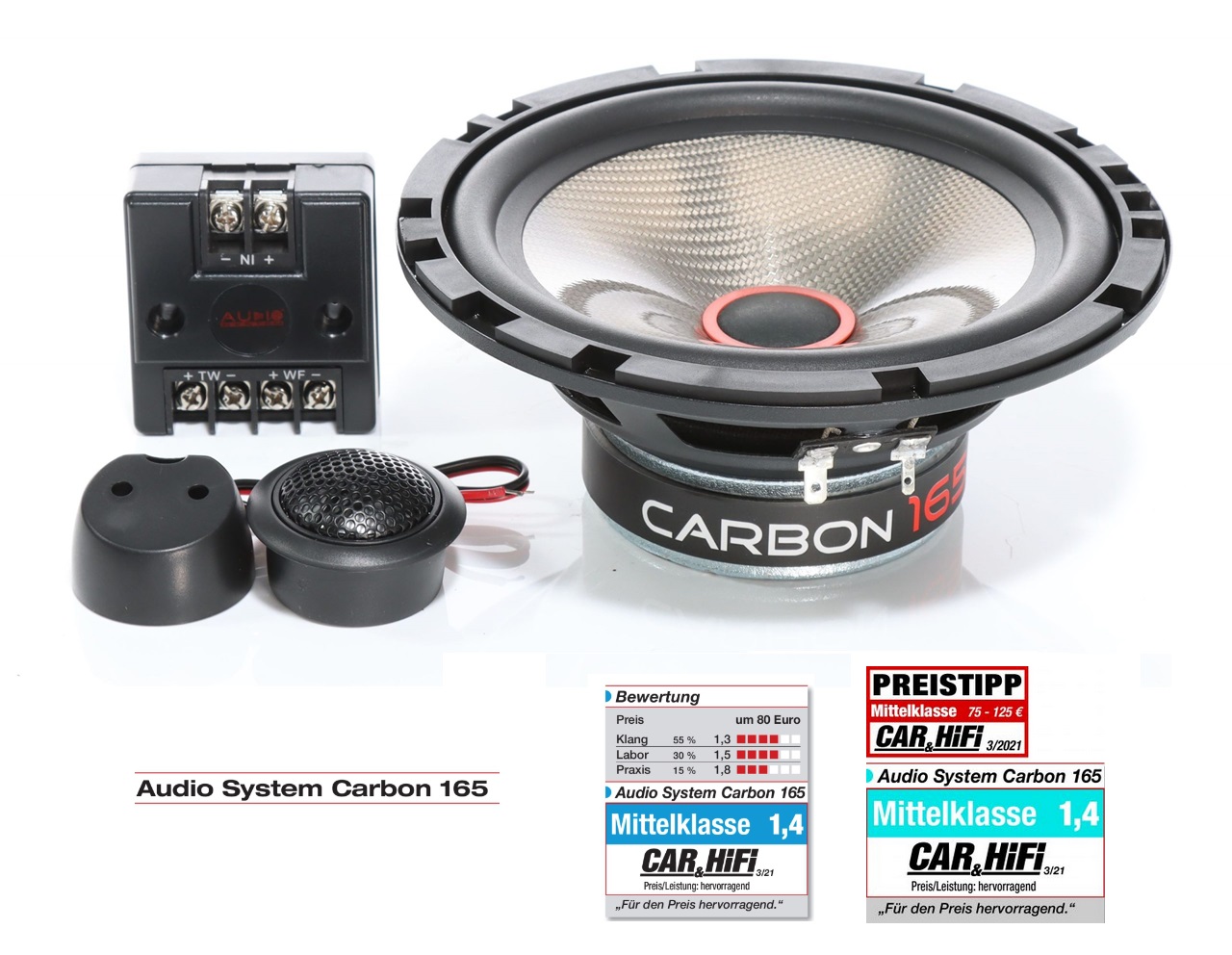 Audio System CARBON 165 Lautsprecher 16,5cm 2-Wege Compo Speaker System - SET