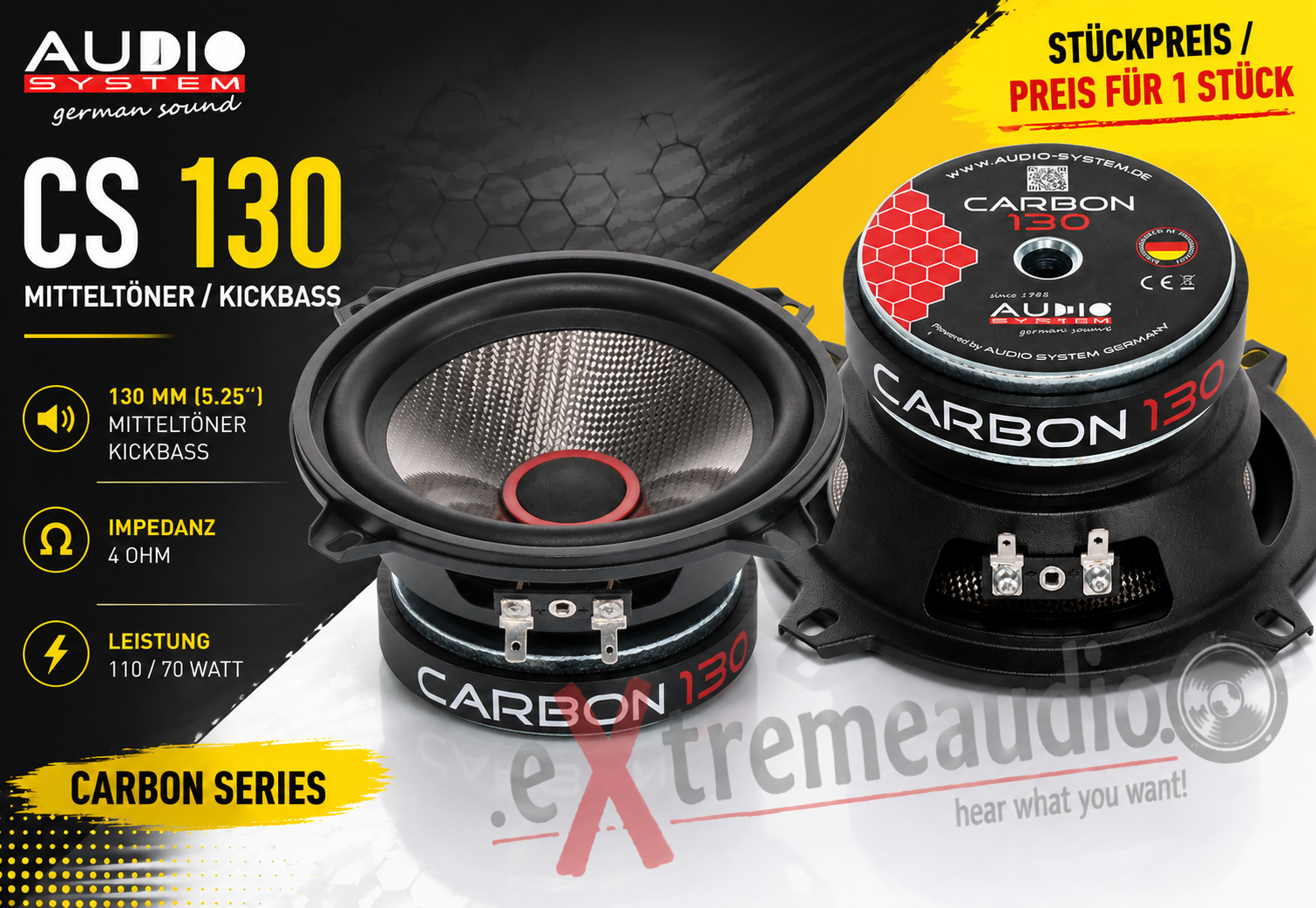 Audio System CS 130 Mitteltöner Kickbass Auto Lautsprecher Tieftöner 13 cm (5.25") -- Stückpreis