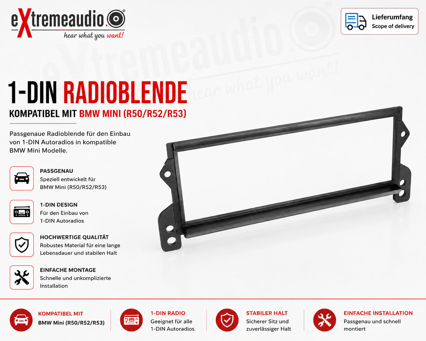 ACV 281023-02 1-DIN Radioblende kompatibel mit BMW Mini (R50/R52/R53)