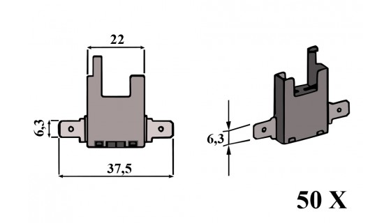 RTA 155.001-2 Sicherungshalter, Steckanschluß = 2x6,35mm, 50 Stk. neutral V.