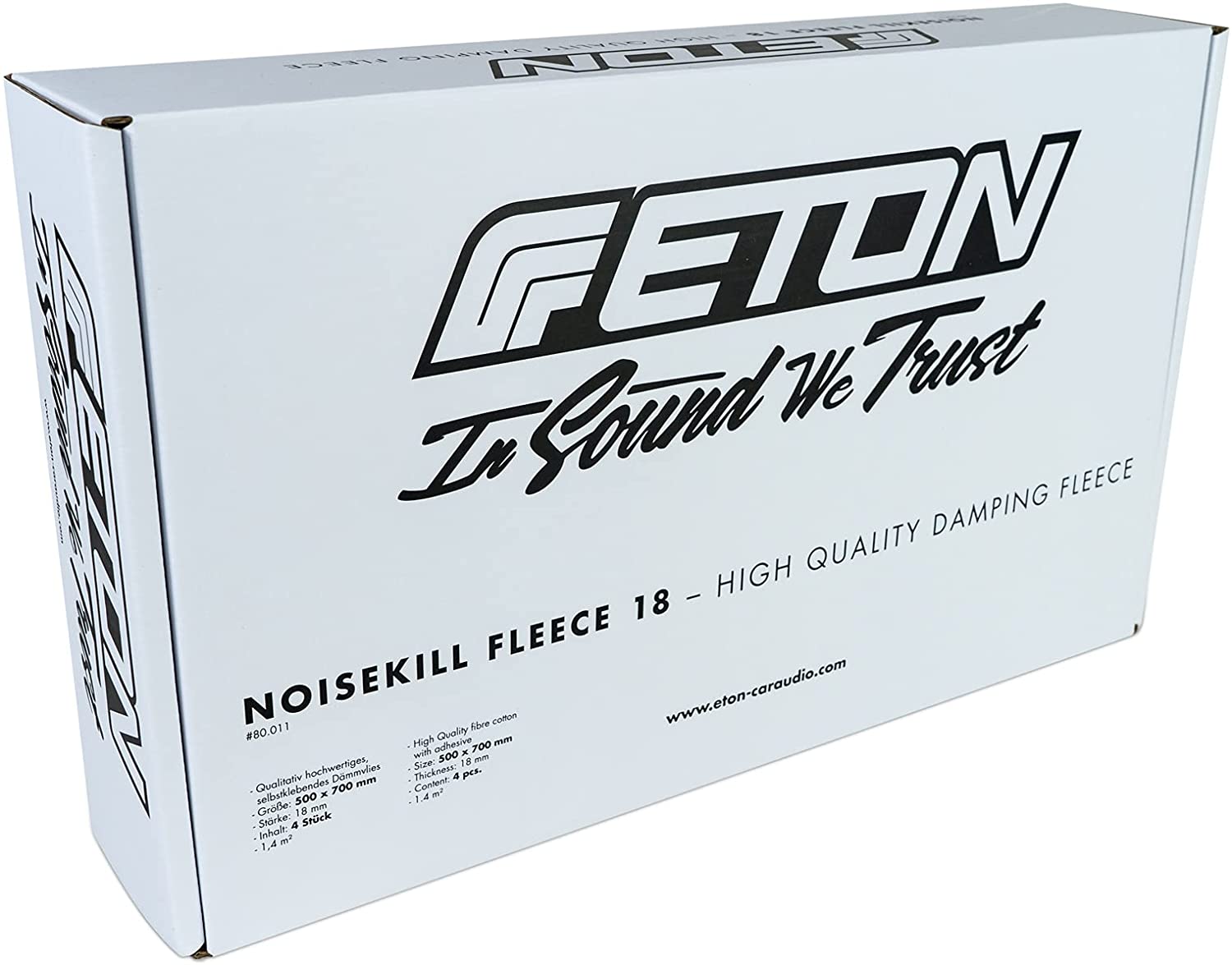 ETON NKILL-F18 Noisekill Fleece 18, selbstklebend 4 Matten Dämmvlies für Autos, Anti Vibrationsvlies zur Türdämmung, Selbstklebende Akustikmatten