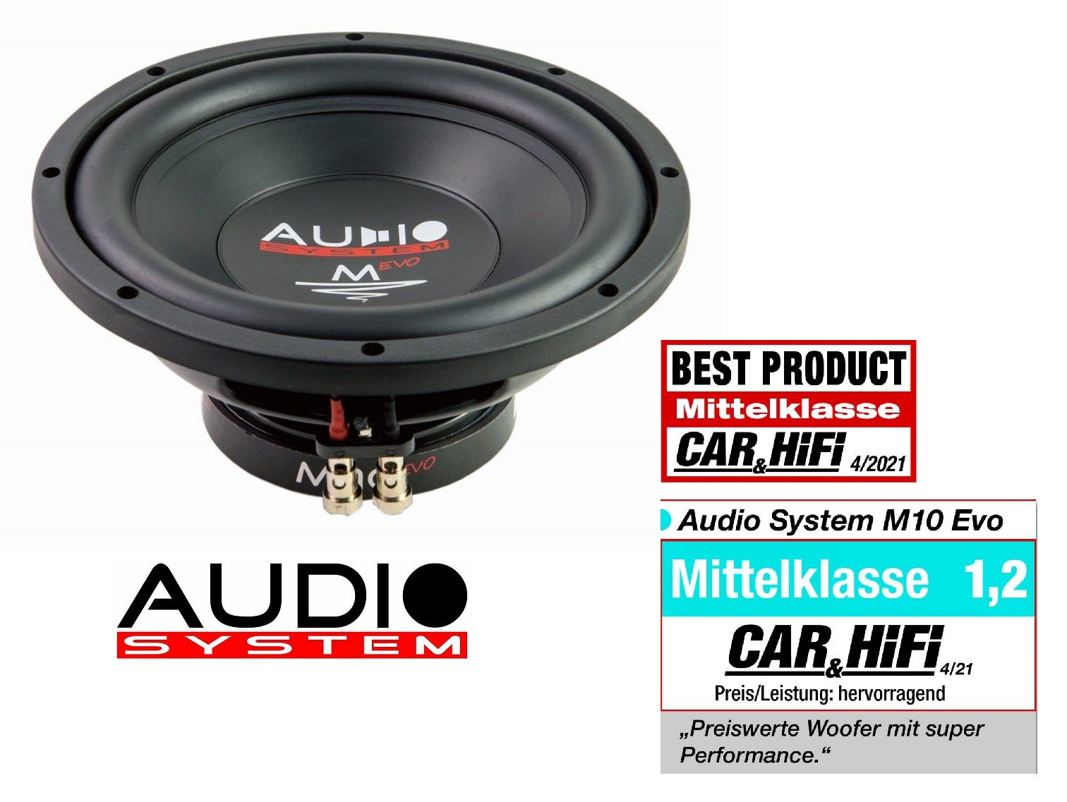 Audio System SUBFRAME M10 EVO ACTIVE 400 EVO Reserverad aktiv Subwoofer 400 Watt Bassgehäuse Bassreflexgehäuse mit M10 EVO + Verstärker + M-400.1 D