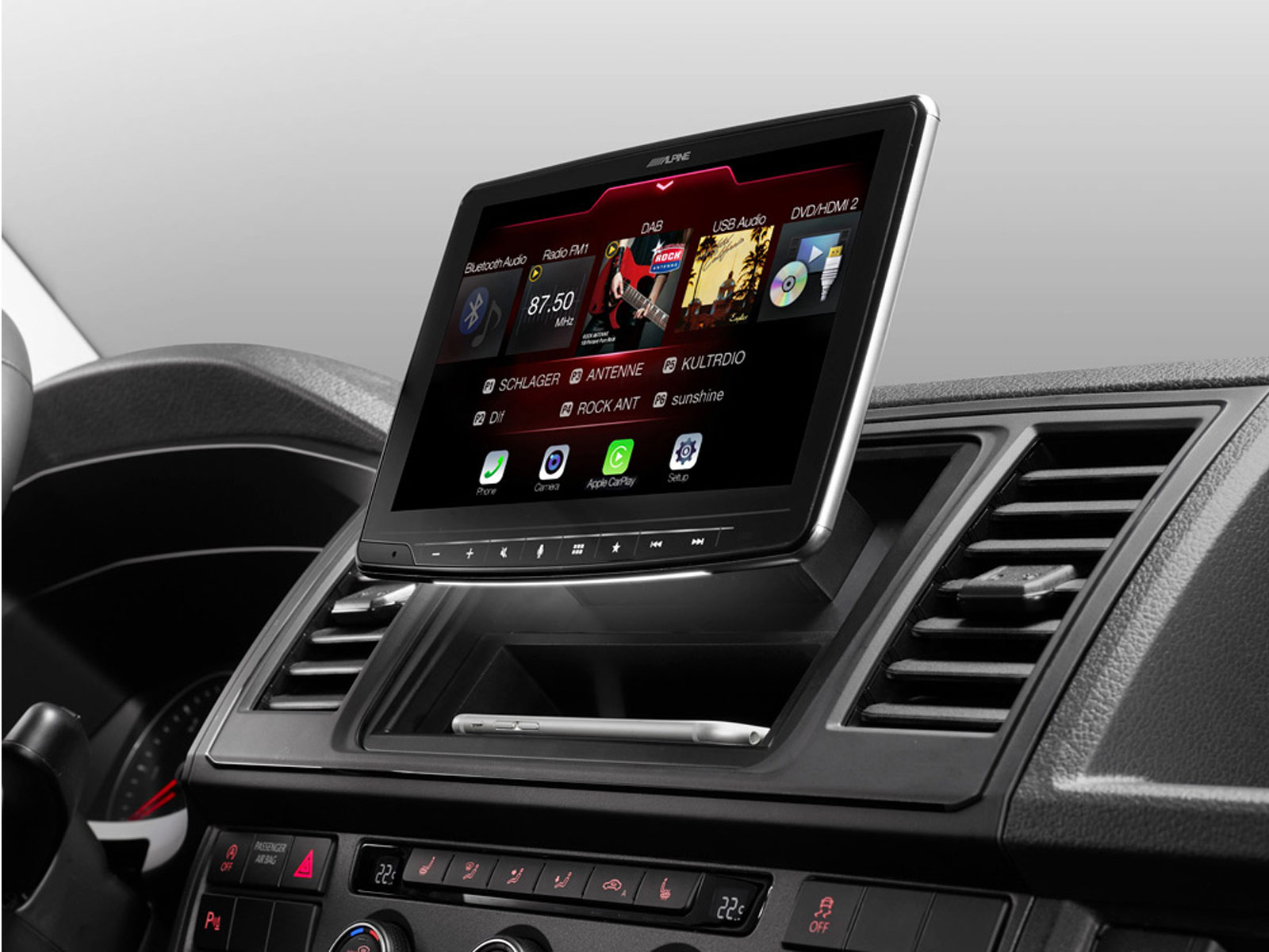 Alpine INE-F904T6 All in One Navigation mit 9-Zoll Display für VW T5, T6, Apple CarPlay und Android