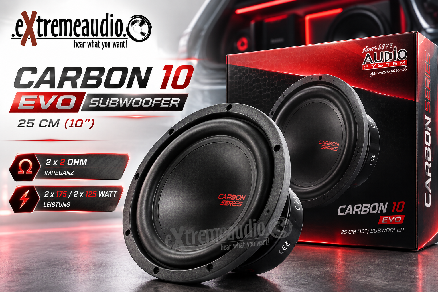 Audio System CARBON 10 EVO Subwoofer 25 cm (10") 4 Ohm, 350 Watt Woofer CARBON-SERIES