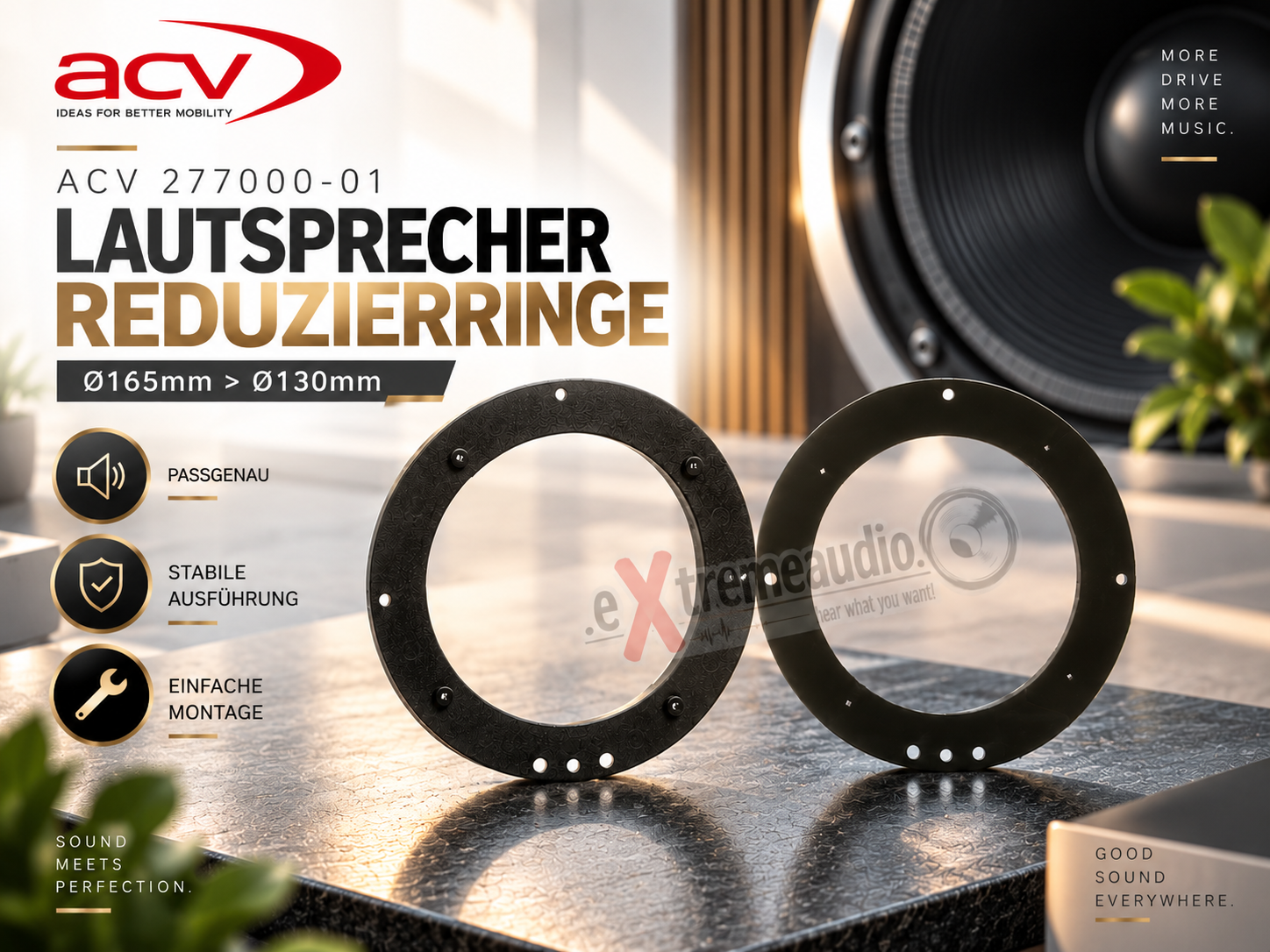 ACV 277000-01 Lautsprecherreduzierringe 16,5 cm auf 13cm - Ø165mm>Ø130mm