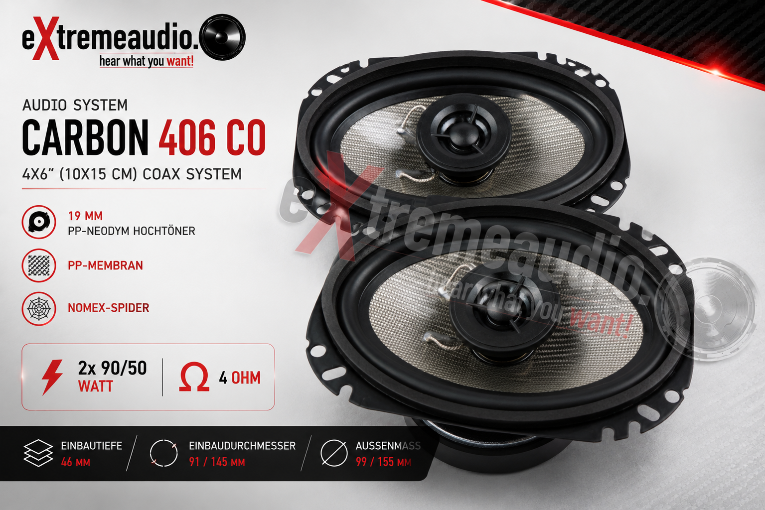 Audio System CARBON 406 CO 2-Wege Koax Lautsprecher Set - 1 Paar