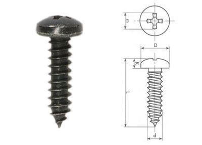 RTA 420.010-0 8 x 4.8 x 19mm cross-tapping screw DIN 7981 black