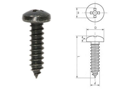 RTA 420.010-0 8 x 4,8 x 19mm Blechschraube Kreuz DIN 7981 schwarz