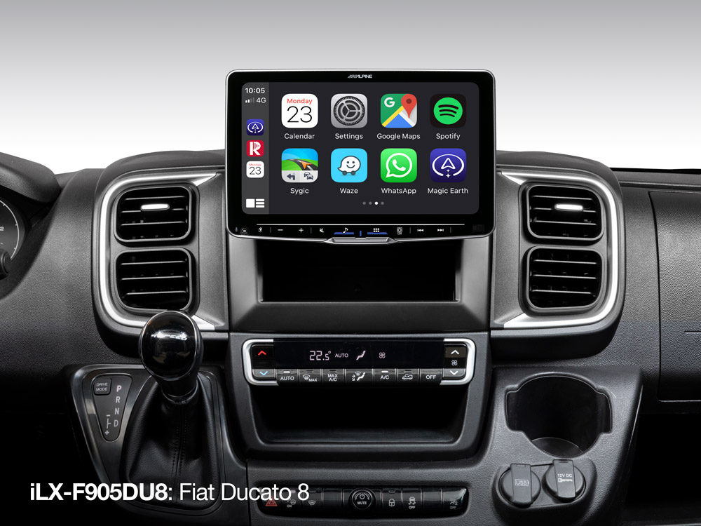 Alpine iLX-F905DU8S Autoradio 9-Zoll Touchscreen, schwenkbares Display, DAB+, 1-DIN-Einbaugehäuse für Fiat Ducato III Version 8 ab 2022