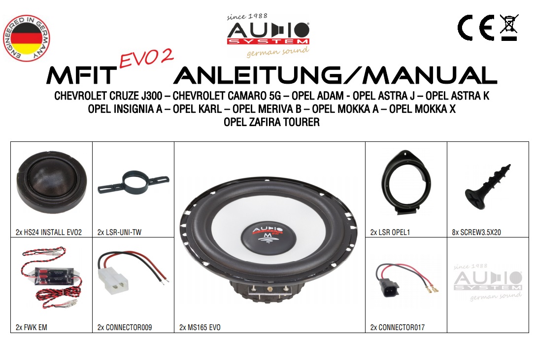 AUDIO SYSTEM MFIT OPEL ZAFIRA TOURER EVO2 90W PERFECT FIT COMPO SYSTEM Lautsprecher für OPEL ZAFIRA TOURER 2011 ->