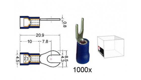 RTA 151.413-3 Clamping - fork terminals insulated vinyl Doppelcr, DU 4 mm BLUE in 1000 Pack