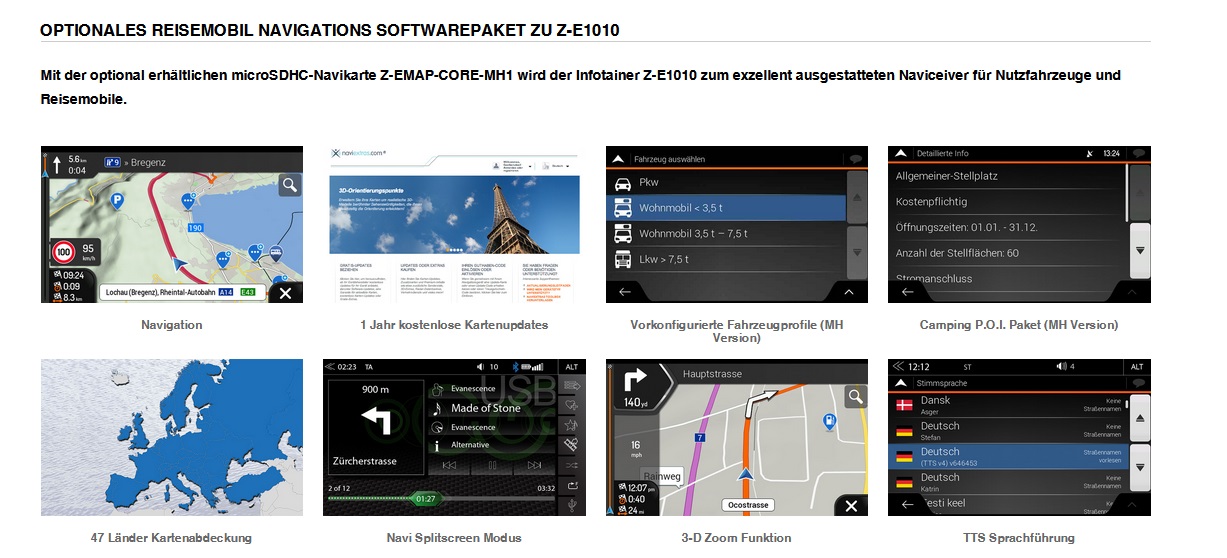 ZENEC Z-E1010 2-DIN Autoradio Infotainer kompatibel mit Volkswagen Tiguan II AD1 2016 -> 2017