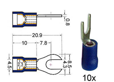 RTA 151.413-0 Klemm-Gabelkabelschuh isoliert  4mm blau