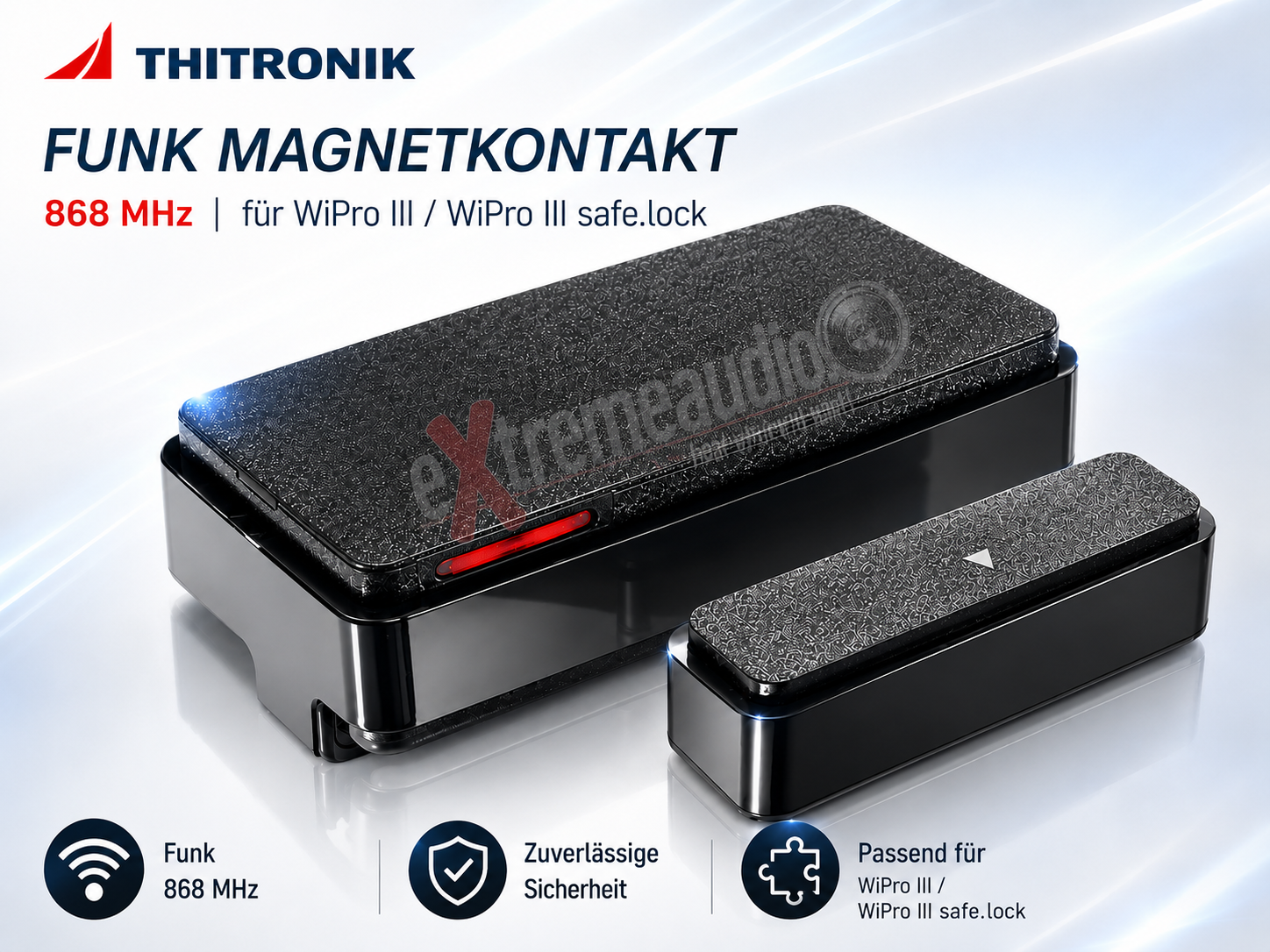Thitronik 100757 Funk Magnetkontakt 868 MHz schwarz für WiPro III, WiPro III safe.lock