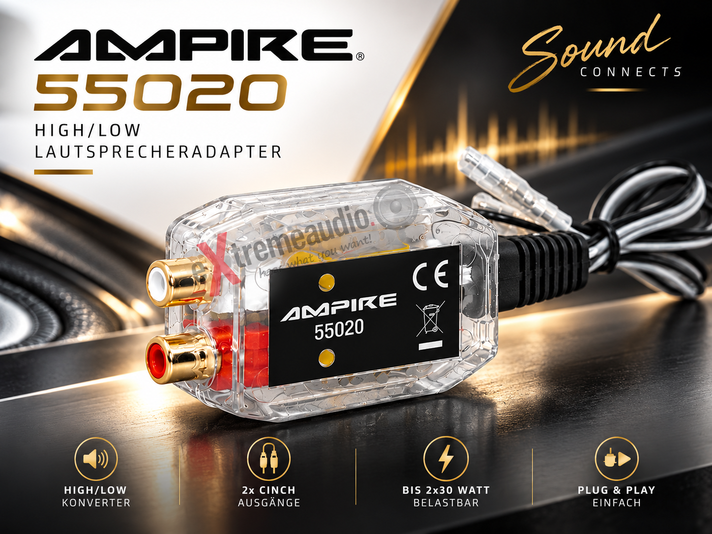 AMPIRE 55020 High/Low Lautsprecheradapter High/Low Lautsprecher-Adapter 2x30 Watt 