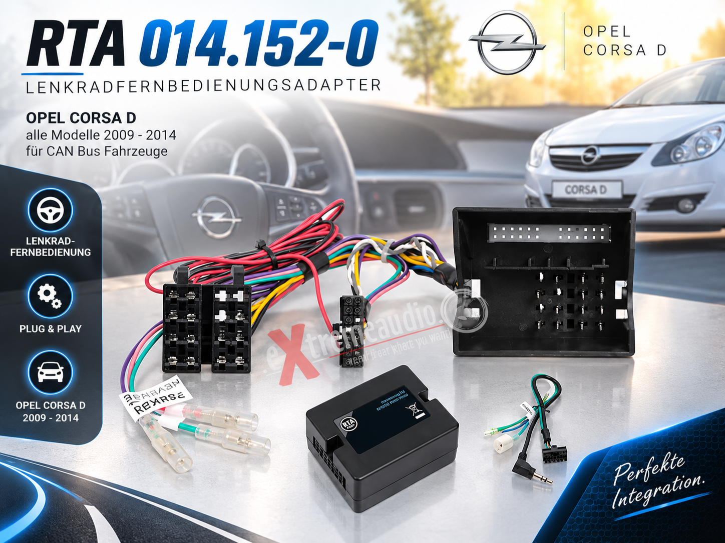 RTA 014.152-0 Lenkradfernbedienungsadapter Opel Corsa D alle Modelle 2009 - 2014 für CAN Bus Fahrzeuge 
