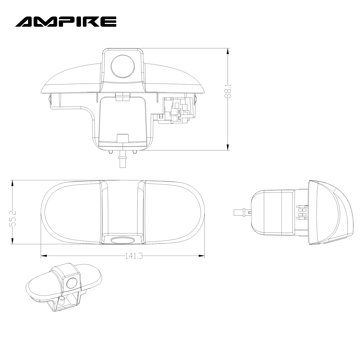 AMPIRE KV-VIVARO-A-2G Rückfahrkamera kompatibel mit Opel Vivaro A, Opel Combo C, Renault Trafic, Nissan Primastar
