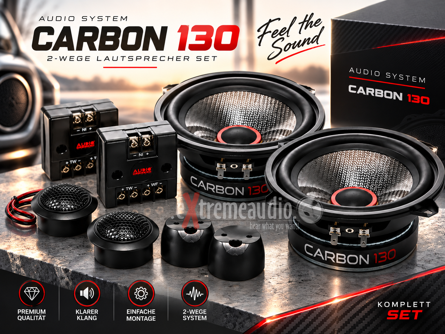 Audio System CARBON 130 Lautsprecher 13cm 2-Wege Compo Speaker System - SET
