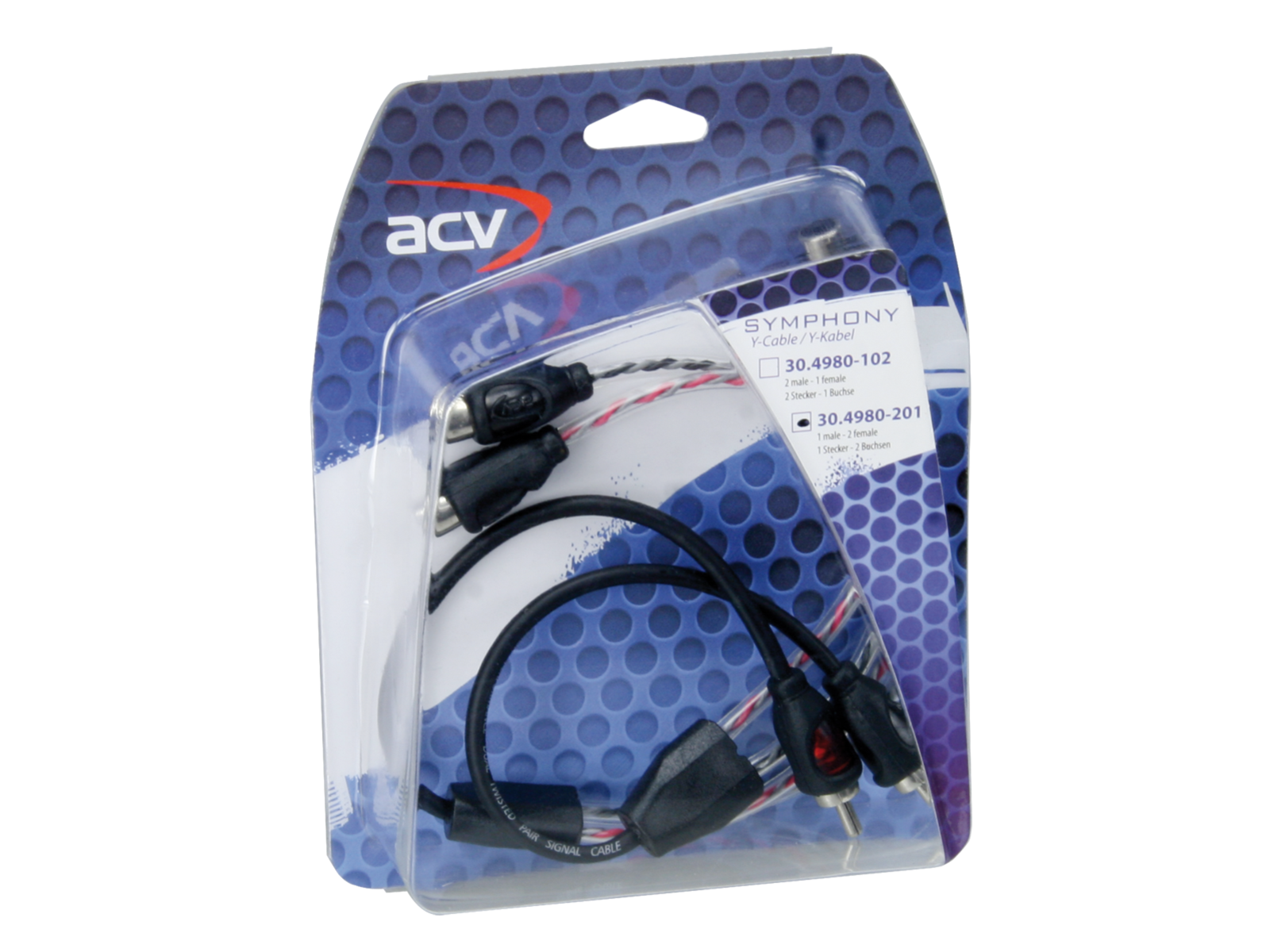 ACV 30.4980-201 Cinch Y-Adapter 1 Stecker - 2 Buchsen 30cm - SYMPHONY Serie  