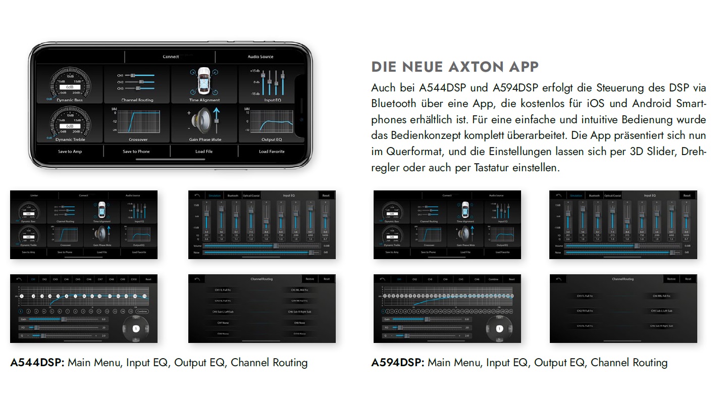 AXTON A594DSP Set Verstärker DSP mit Plug & Play Adapter kompatibel mit Alfa, Audi, BMW, Citroen, Fiat, Ford, Honda, Jeep, Kia, Lancia, Land Rover, Lexus, Mazda, Mercedes, Opel, Peugeot, Renault, Seat, Skoda, Smart, Toyota, Volkswagen, Volvo