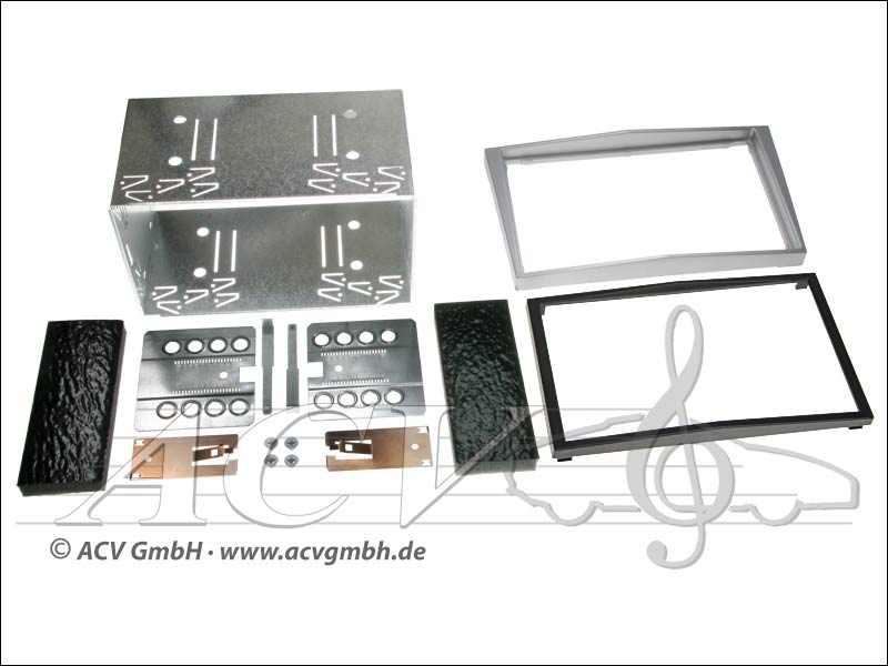 installation Double-DIN kit tactile caoutchouc Opel 2004 - Argent> 