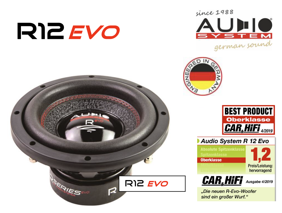 Audio System R 12 EVO RADION SERIES 300 mm HIGH EFFICIENT Subwoofer 600 Watt RMS
