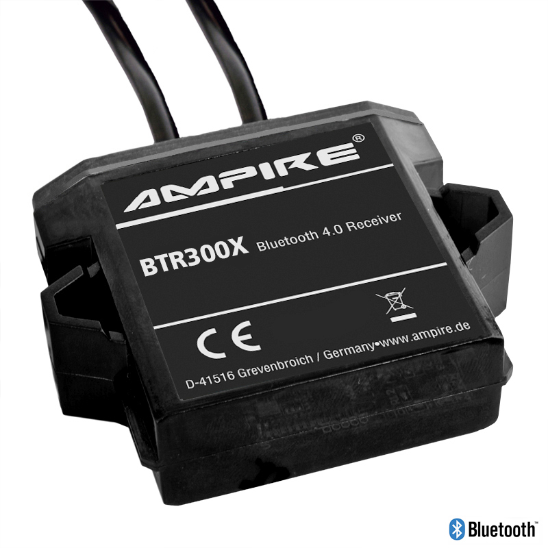 AMPIRE BTR300X Bluetooth Receiver, 3.5mm Klinke, Bluetooth Empfänger aptX Strom über USB für Fahrzeuge und Boote spritzwassergeschützt